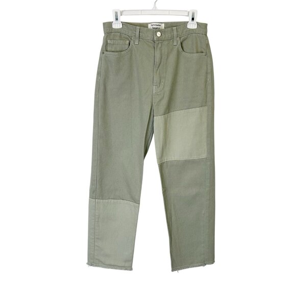 Reformation Denim - Reformation Ryan Patch High Rise Straight Jeans Women’s Size 27 Green Ankle